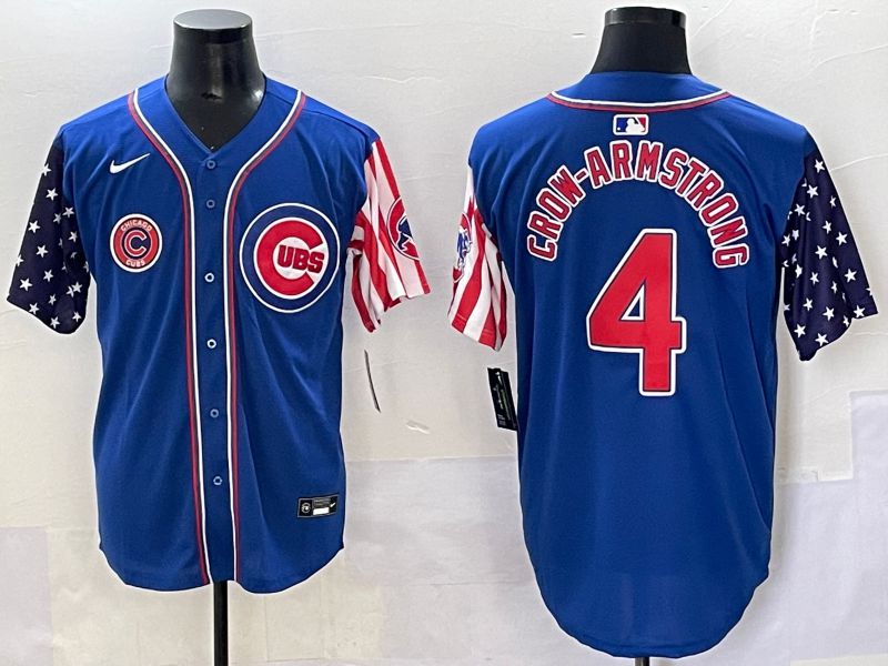 Men 2025 Chicago Cubs 4 Crow-Armstrong Blue a generation of national flags Joint Name Nike MLB Jersey style 6